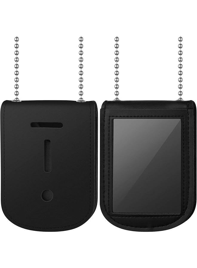 erorex Neck Chain Badge Holder Leather Police Badge Holder Security Card Holder With Inside Id Storage Universal Chain Badge Sleeve For Police Firefighter Detective Rectangle - Image 1