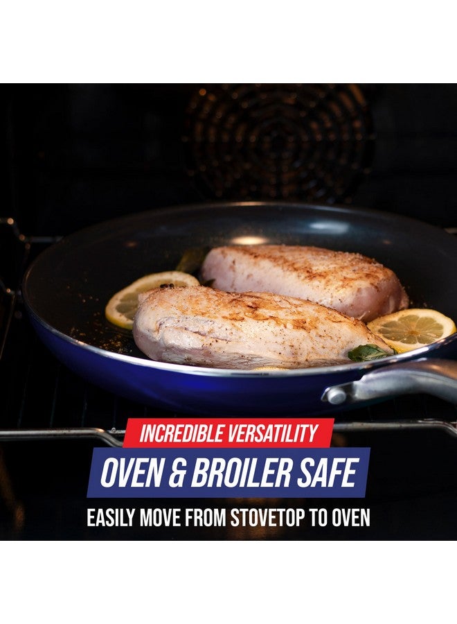 Blue Diamond Cookware 12" Frying Pan Skillet, Diamond Infused Healthy Ceramic Nonstick, PFAS and PFOA-Free, Dishwasher Safe, Oven Safe, Even Heating, Metal Utensil Safe, Warp Control, Blue - Image 4