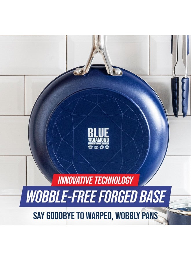Blue Diamond Cookware 12" Frying Pan Skillet, Diamond Infused Healthy Ceramic Nonstick, PFAS and PFOA-Free, Dishwasher Safe, Oven Safe, Even Heating, Metal Utensil Safe, Warp Control, Blue - Image 3