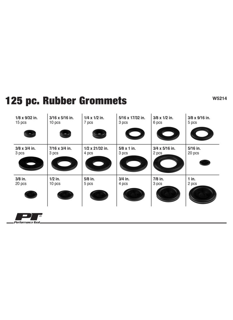 Performance Tool Performance Tool W5214 125pc Rubber Grommet Assortment in Organizer Case for Vehicle Maintenance and Repair in Auto Shops and Garages  - Image 2