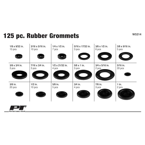 Performance Tool W5214 125pc Rubber Grommet Assortment in Organizer Case for Vehicle Maintenance and Repair in Auto Shops and Garages - Image 2