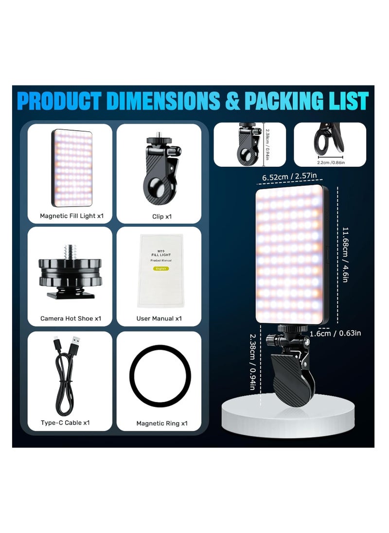 Double Side Magnetic Fill Light,LED Selfie Light for iPhone Android,Clip Video Light Adjusted 3 Light Modes for Phone,Rechargeable Portable Camera Light for Conference Makeup (3000mAh,129LED)  - Image 2