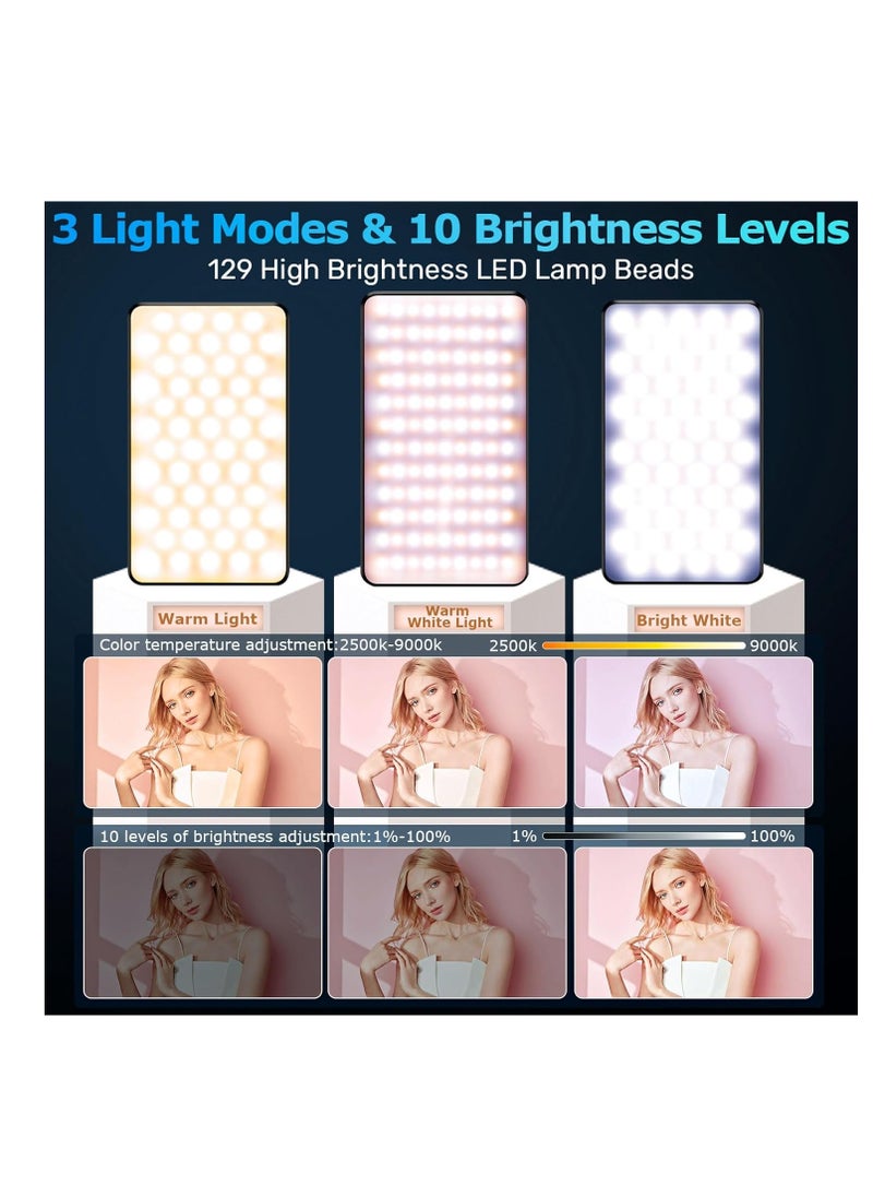 Double Side Magnetic Fill Light,LED Selfie Light for iPhone Android,Clip Video Light Adjusted 3 Light Modes for Phone,Rechargeable Portable Camera Light for Conference Makeup (3000mAh,129LED)  - Image 4