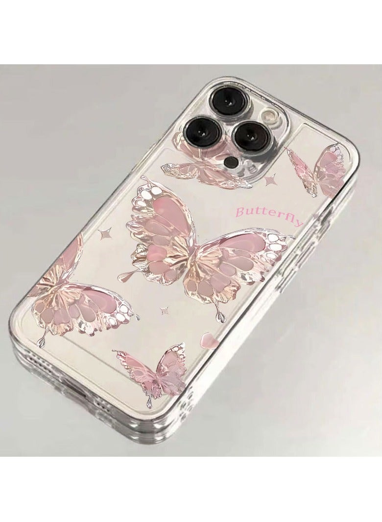 جراب بتصميم فراشة معدنية لهاتف iPhone 16 Pro - أنيق، مقاوم للصدمات، وذو تصميم نحيف - Image 2