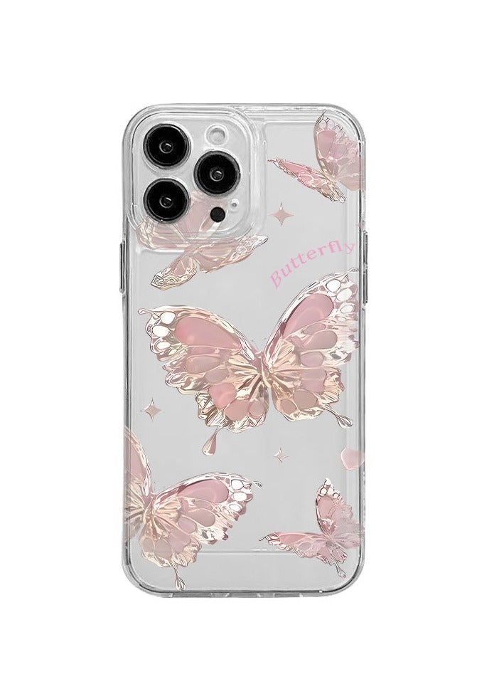 جراب بتصميم فراشة معدنية لهاتف iPhone 16 Pro - أنيق، مقاوم للصدمات، وذو تصميم نحيف - Image 3