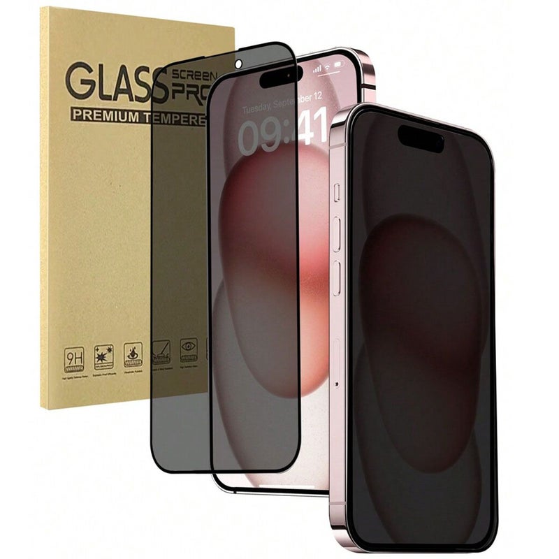 Black Privacy Tempered Glass Screen Protector 2-Pack for iPhone SE 2022, Anti-Spy Film, Easy to Apply, Scratch-Resistant, High-Quality Materials - Image 1