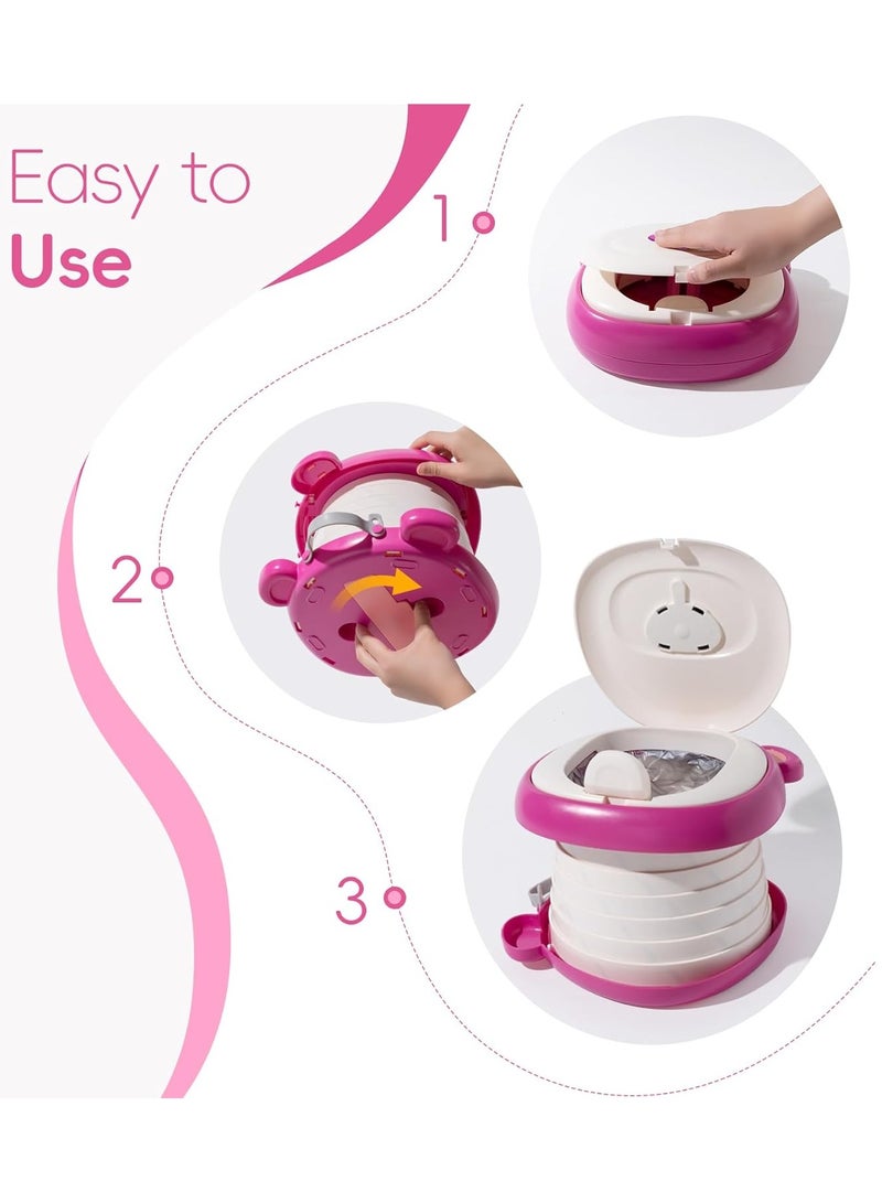 Travel Potty Seat for Toddler - Foldable Car Potty for Toddler Portable Toilet Seat for Kids with garbage bags Absorbent Pads Portable Potty Seat for Toddler Travel Camping and Outdoor Use - Image 5