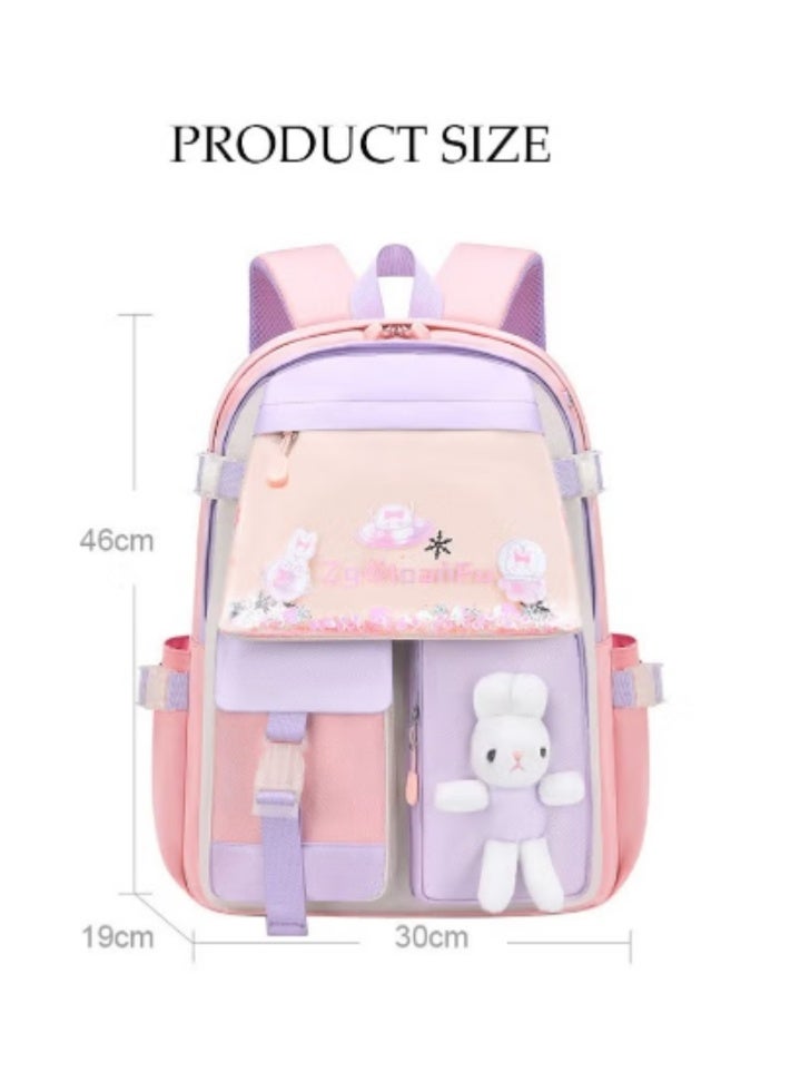 DUNISO Pink - Purple Color - Blocking Kids' Schoolbag | Luminous Strip Design, Cute & Safe - Image 4