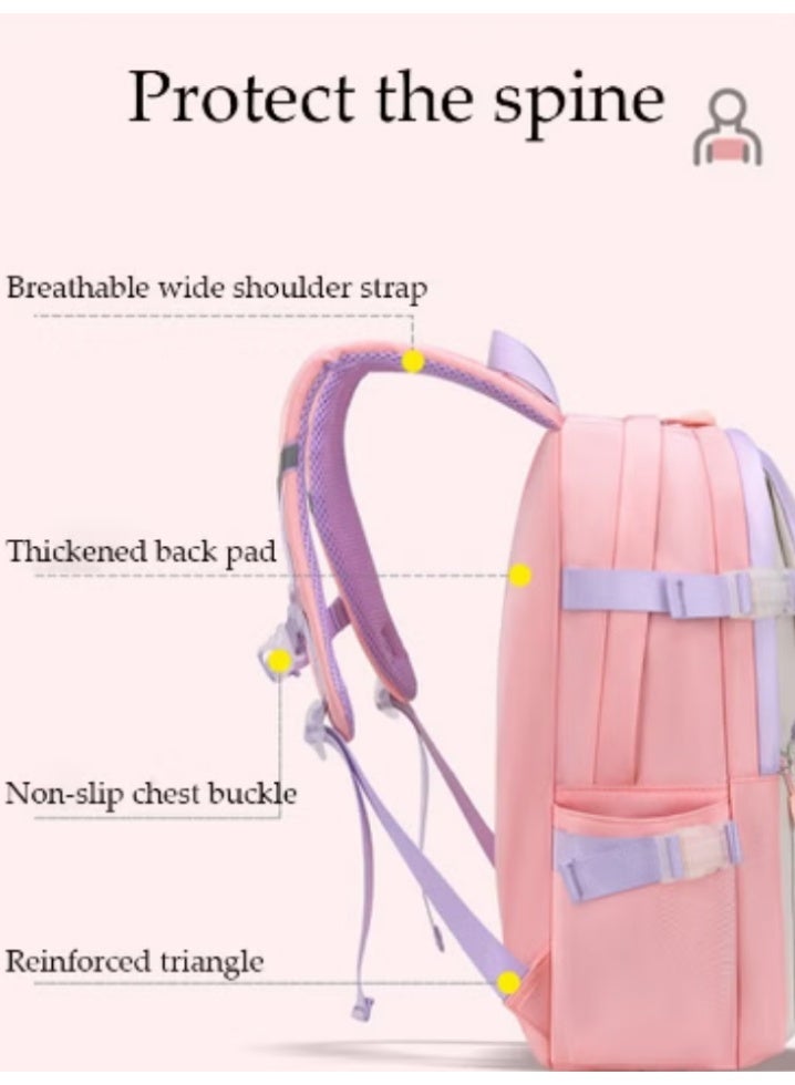 DUNISO Pink - Purple Color - Blocking Kids' Schoolbag | Luminous Strip Design, Cute & Safe - Image 2