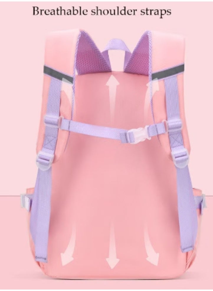 DUNISO Pink - Purple Color - Blocking Kids' Schoolbag | Luminous Strip Design, Cute & Safe - Image 5