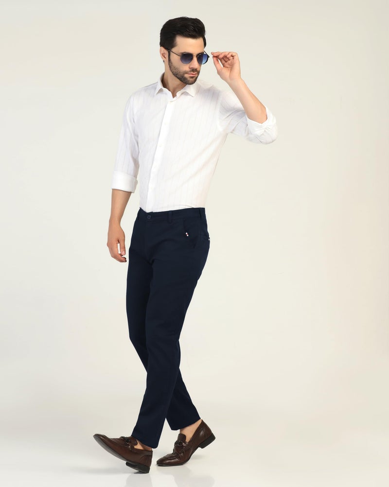 TOPLOT Men's Casual Trouser | Regular Fit Design with Comfortable Structure | Clean Look with Versatile Styling | Easy Movement Fit Ideal for Casual, Office & Daily Use (5205_32_Navy) - Image 2