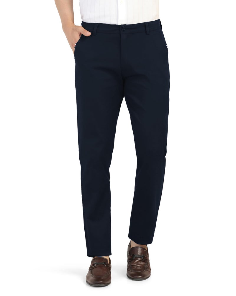 TOPLOT Men's Casual Trouser | Regular Fit Design with Comfortable Structure | Clean Look with Versatile Styling | Easy Movement Fit Ideal for Casual, Office & Daily Use (5205_32_Navy) - Image 4