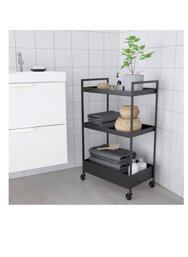 IKEA FRAKTA - Heavy Duty Metal Multi-Purpose Rack Organizer Cart in Black - Image 1