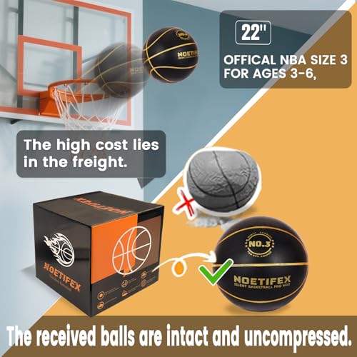 Noetifex Upgraded 580g Weighted Silent Basketball, High-Density Quiet Indoor Training Ball with Gift Box, Real Bounce Soft Material, Ideal for Home & Apartment Dribbling Practice (Black,Gold Size 3) - Image 3