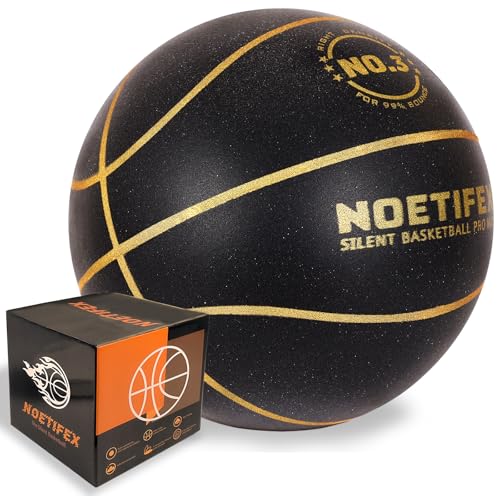 Noetifex Upgraded 580g Weighted Silent Basketball, High-Density Quiet Indoor Training Ball with Gift Box, Real Bounce Soft Material, Ideal for Home & Apartment Dribbling Practice (Black,Gold Size 3) - Image 1