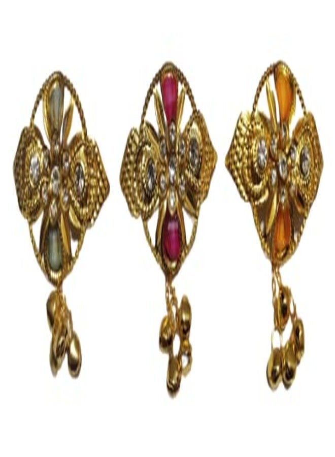 NPRC Multi-Colour Wavy Design Studded Back Hair Clip Hair Barrette Hair Accessories for Women (Pack Of 3) - Image 2