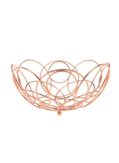 Fruit Bowl - Countertop Chrome Plated Iron Fruit Basket – Vintage Style Wire Fruit Storage - Keeps Fruits and Veg Fresh - Storage Copper Basket for Home Kitchen Rose Gold