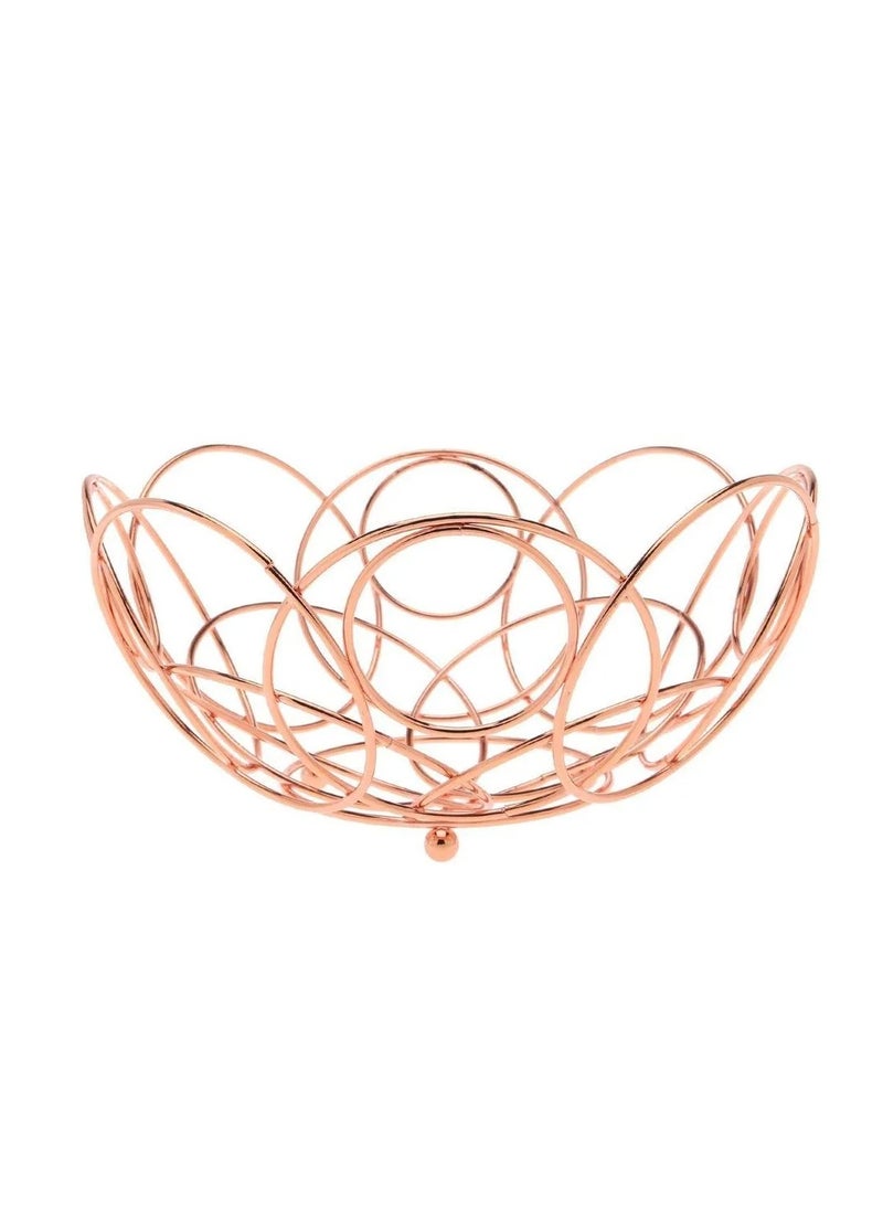 MBS - Fruit Bowl - Countertop Chrome Plated Iron Fruit Basket – Vintage Style Wire Fruit Storage - Keeps Fruits and Veg Fresh - Storage Copper Basket for Home Kitchen Rose Gold - Image 1