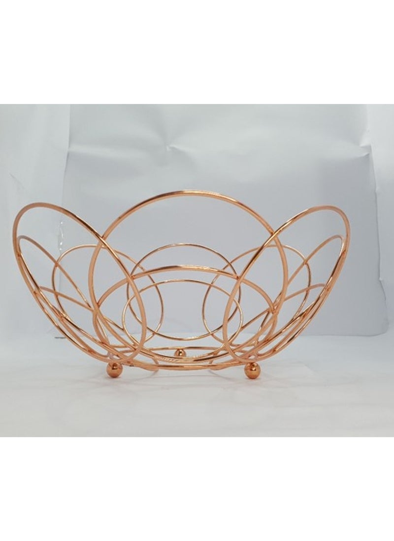 MBS - Fruit Bowl - Countertop Chrome Plated Iron Fruit Basket – Vintage Style Wire Fruit Storage - Keeps Fruits and Veg Fresh - Storage Copper Basket for Home Kitchen Rose Gold - Image 1