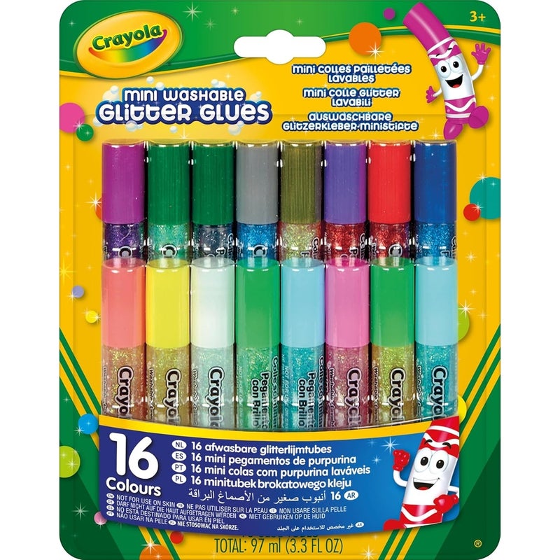 Crayola - Mini Washable Glitter Glues 16 Colors - 69-4200 - Image 1