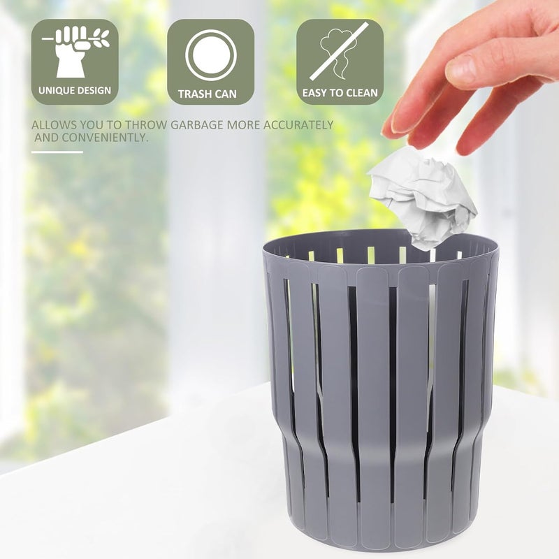 Small Household Trash Bin Gray Thickened Open Top Wastebasket for Office Bathroom Bedroom Decorative Garbage Can - Image 4