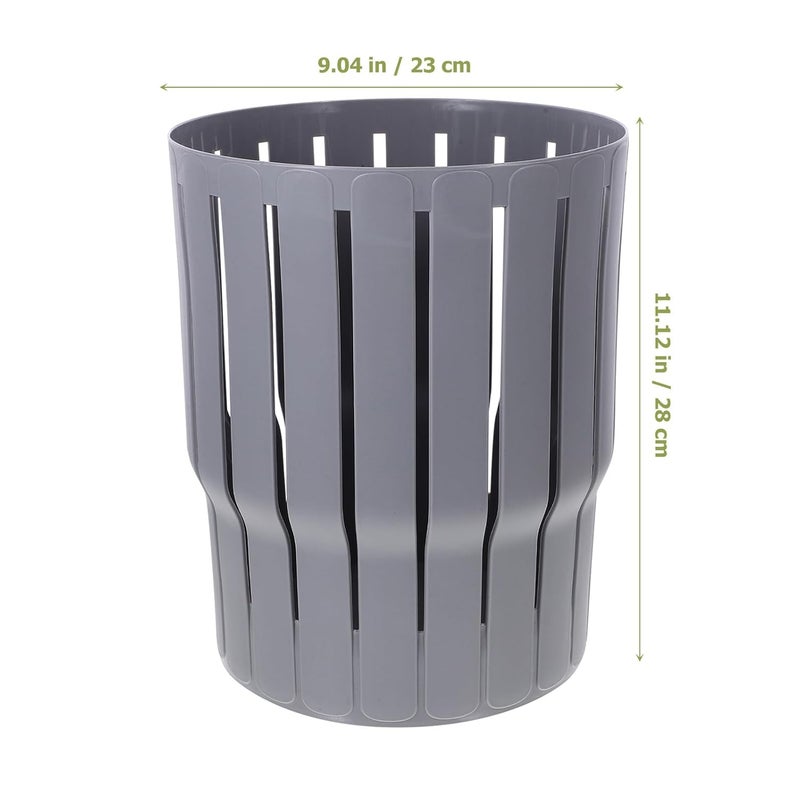Small Household Trash Bin Gray Thickened Open Top Wastebasket for Office Bathroom Bedroom Decorative Garbage Can - Image 2
