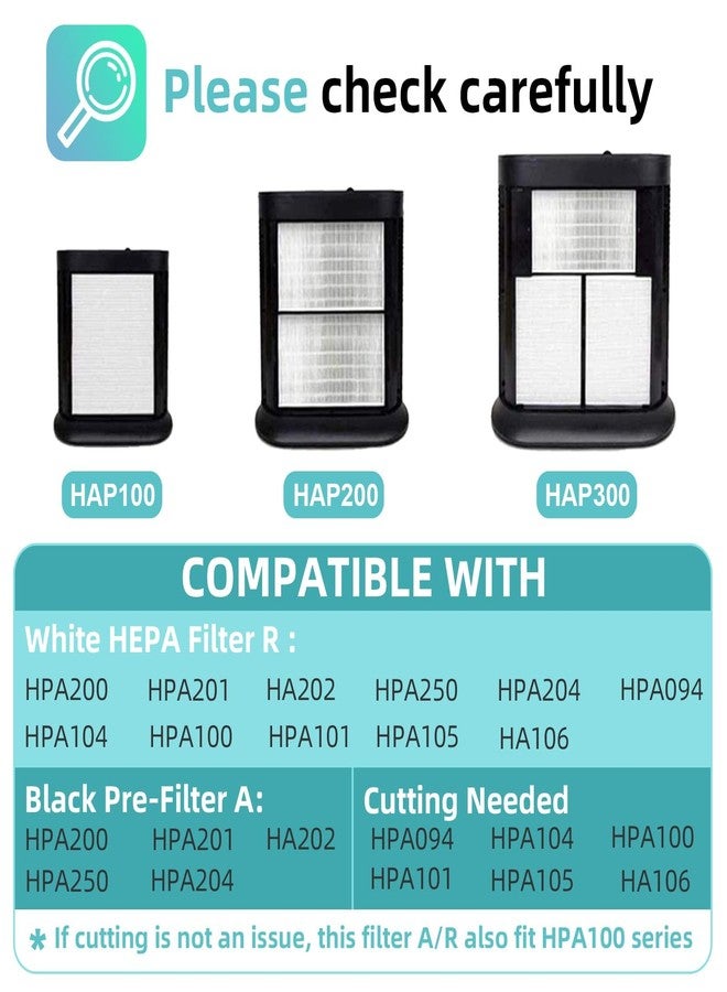 APPLIANCEMATES فلاتر بديلة لأجهزة تنقية الهواء من سلسلة هانيويل HPA200 HRF-ARVP200، تشمل HPA200، HPA201، HA202، HPA204، HPA250، HPA5200، فلتران R وأربعة فلاتر أولية من الكربون النشط. - Image 4