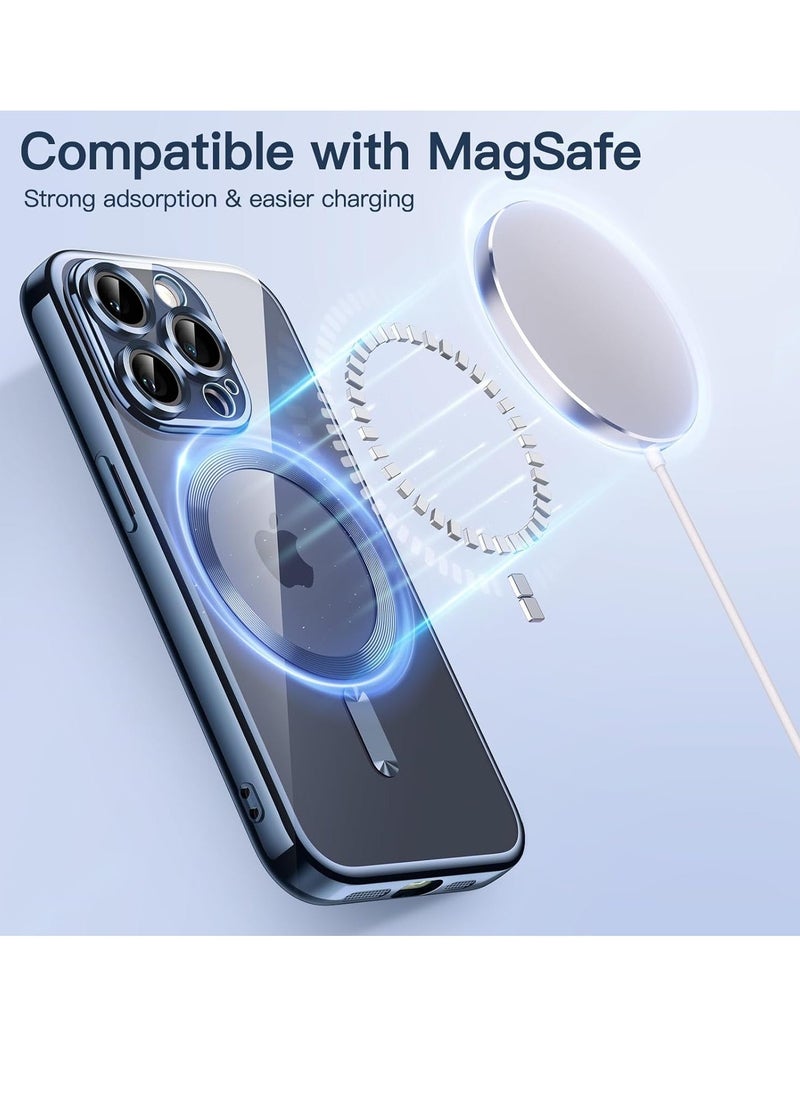 Raxoom Electroplated Case for iPhone 15 Pro Max 6.7-Inch, Camera Lens Full Protection, Compatible with MagSafe Wireless Charging, Shockproof Soft TPU Phone Cover (Blue) - Image 3