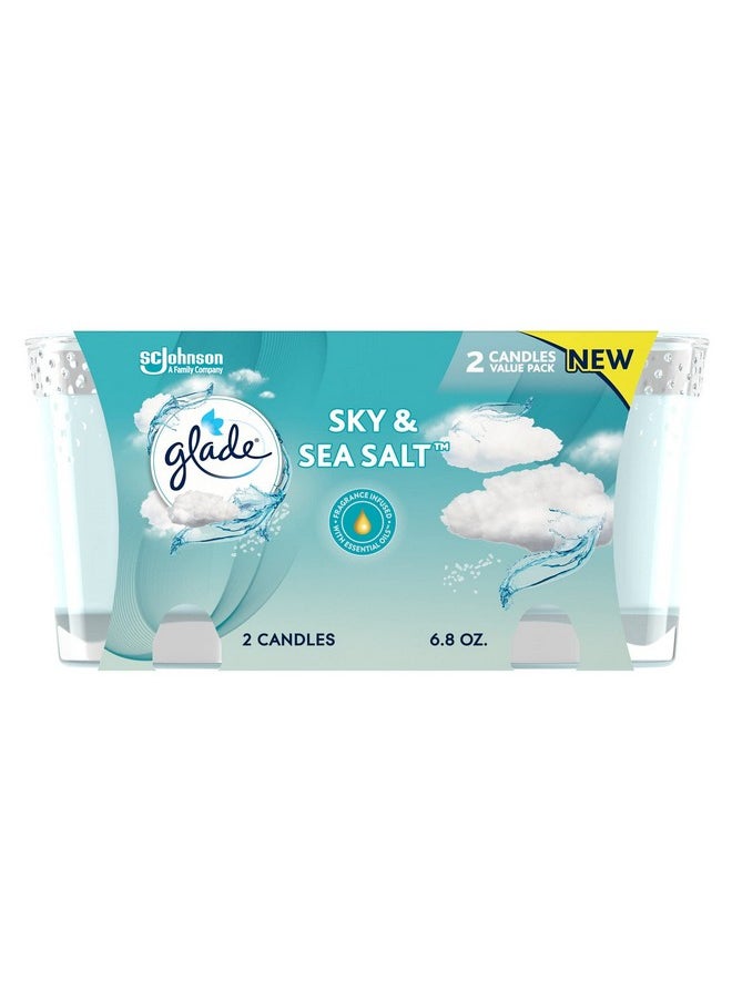 Glade Glade Candle Jar, Air Freshener, Sky & Sea Salt, 3.4 oz, 2 Count  - Image 1
