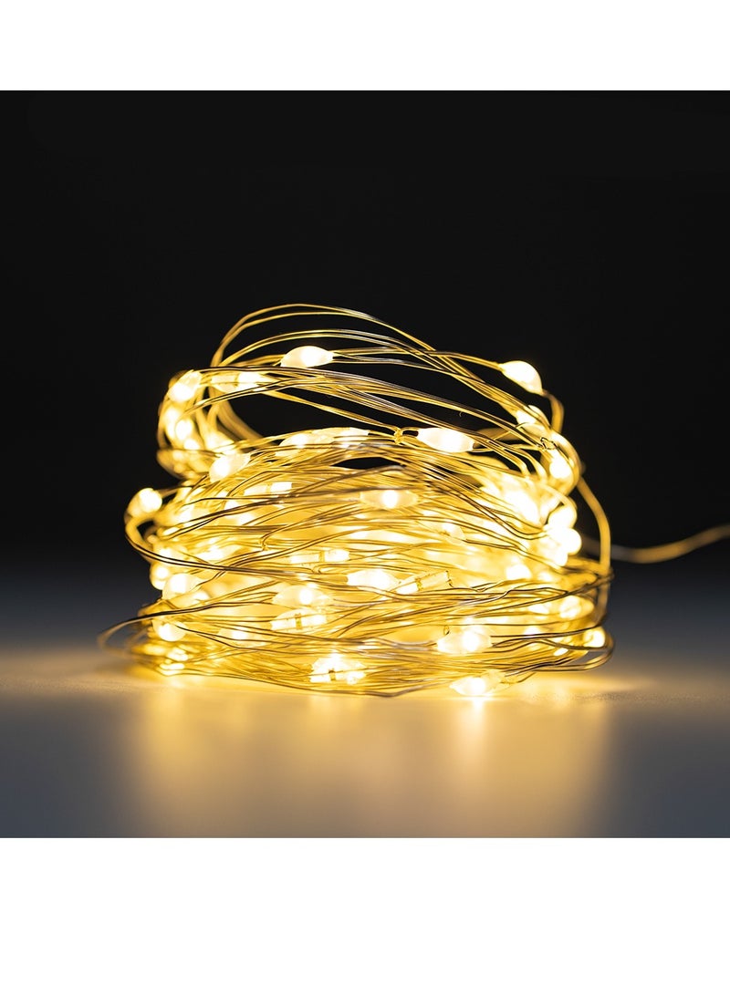 زياني أضواء خيطية خيطية LED، 16Ft/5M 50LEDs أضواء خيطية مضيئة للحديقة وحفلات الزفاف ومهرجان عيد الميلاد، أضواء خيطية تعمل بالبطارية (أبيض دافئ)  - Image 1