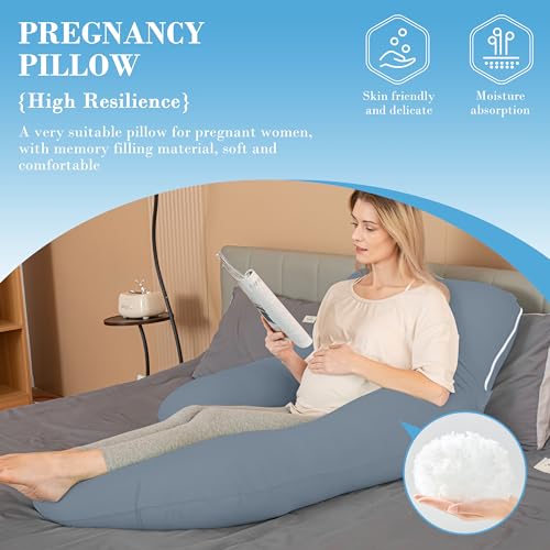 Cute Castle Cooling Cover Pregnancy Pillows, Soft U-Shape Maternity Pillow with Removable Cover - Full Body Pillows for Adults Sleeping - Pregnancy Must Haves - Jumbo 57 Inch - Grey - Image 4