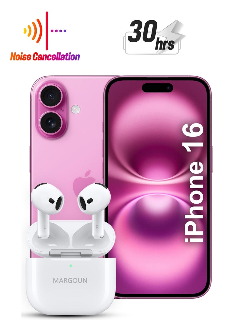 MARGOUN Premium Wireless Earbuds with ANC and 30-Hour Battery Life for Apple iPhone 16 - White-1 - Image 1