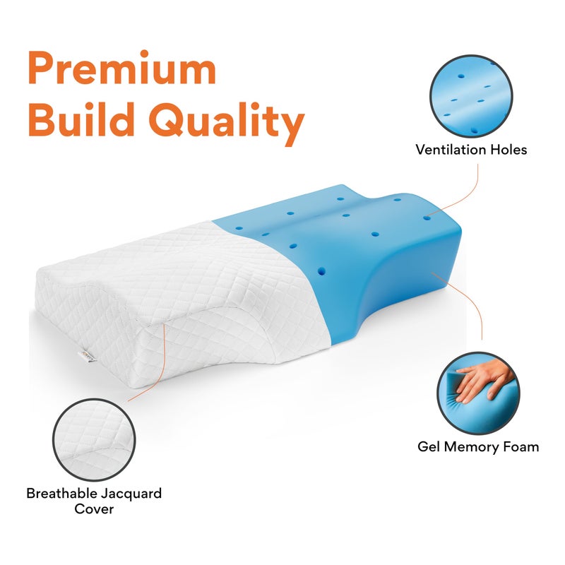 FOVERA Memory Foam Cervical Pillow for Neck Pain | Orthopedic Contour Neck Support Pillow for Sleeping, for Neck and Shoulder Pain, Dual Height (White Jacquard Cover, Pack of 1) - Image 5