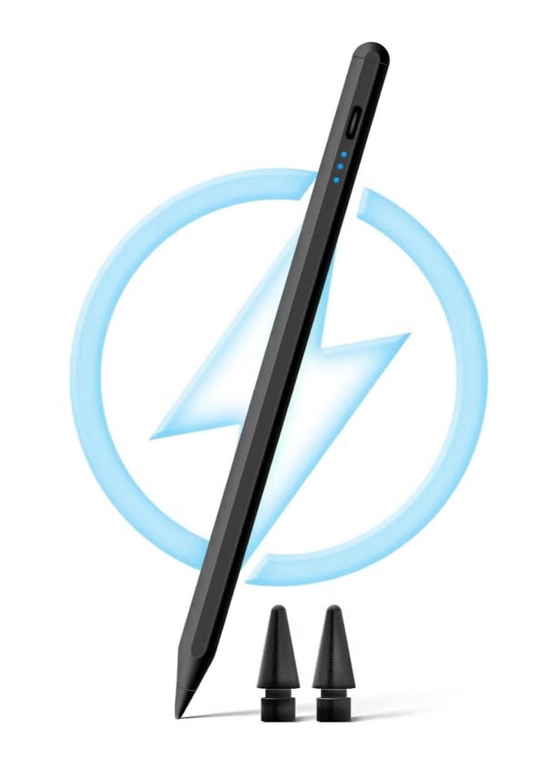 JAJEEK Stylus Pen for iPad 9th & 10th Generation - iPad Pencil 2nd Generation, Fast Charge Active Pencil Compatible with 2018-2024 Apple iPad 6-10th, iPad Pro 11"/12.9"/M4, iPad Air 3/4/5/M2, iPad Mini 5/6 - Black - Image 1