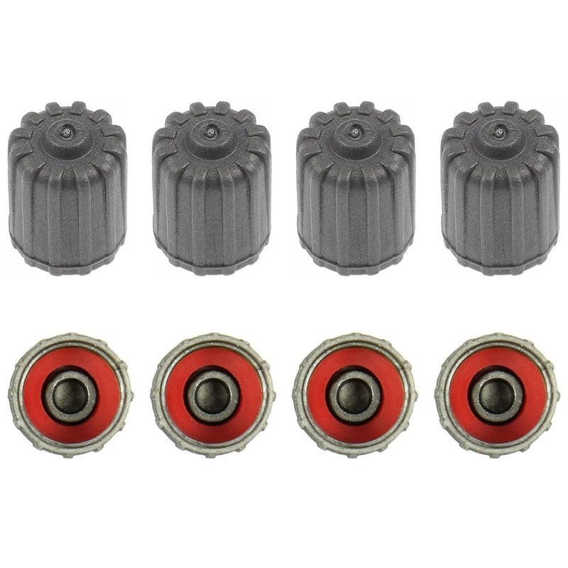 8 Pack Gray Plastic Tire Valve Stem Caps for Tesla OEM Valves with Rubber Seal Short Replacement Valve Caps Universal Air Valve Stem Covers for Car Motorcycle Bike