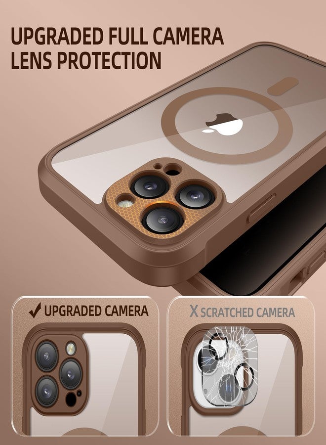 بيرفي جراب BERFY المغناطيسي لهاتف iPhone 13 Pro Max، متوافق مع MagSafe، مزود بواقي شاشة مدمج للخصوصية وحماية مُحسّنة للكاميرا، جراب هاتف مقاوم للصدمات ومضاد للتجسس لكامل الجسم لهاتف iPhone 13 Pro Max مقاس 6.7 بوصة، بني اللون. - Image 4