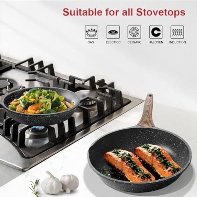 Unity Nonstick Frying Pan Kitchen Granite Skillet Non Stick Omelette Frying Pans Omelet Egg Pan Stone Cookware ChefS Pan Induction Compatible Pfoa Free Pans For Cooking Gift 24Cm - Image 5