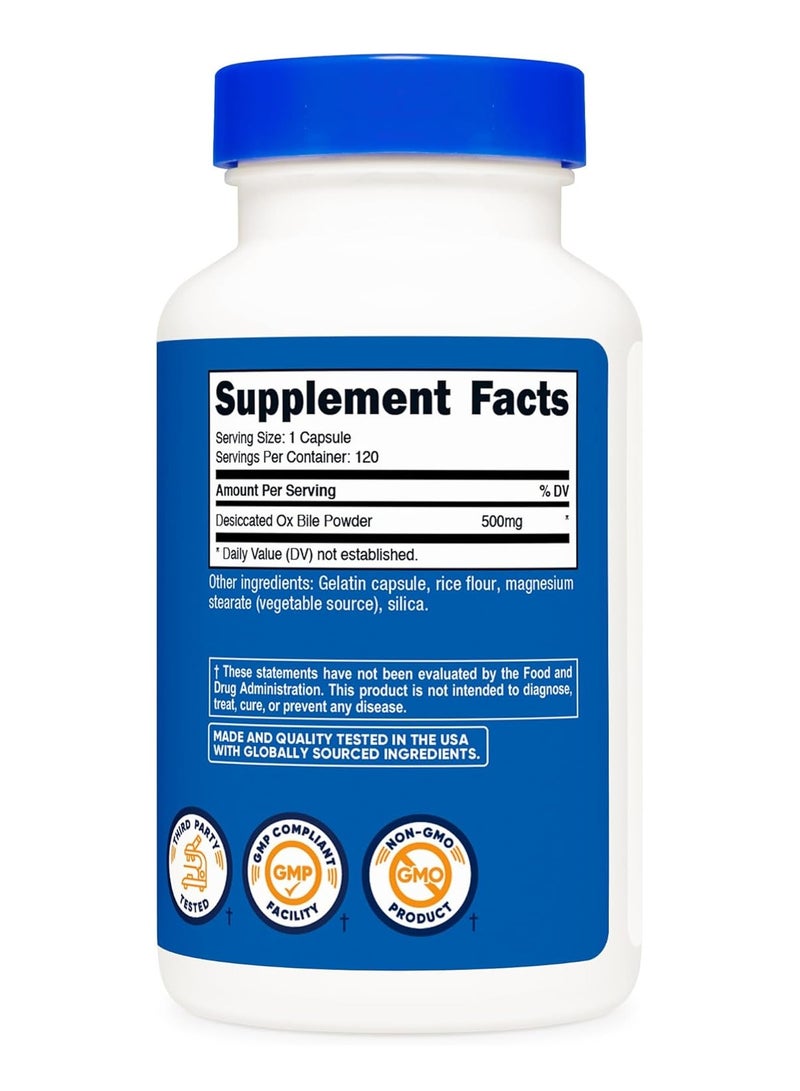 Nutricost Ox Bile Capsules 500mg 120 Caps - Image 4