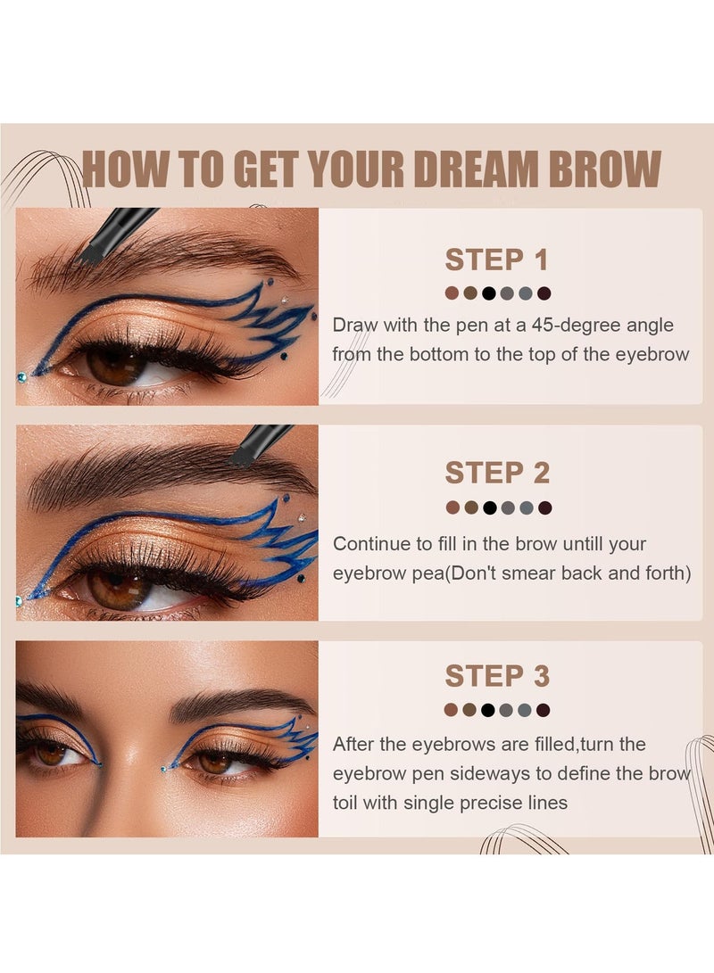 Excefore 6 Pack Eyebrow Pencil, Long Lasting Waterproof Eyebrow Pen, Natural Looking and Stays on All Day - Image 4