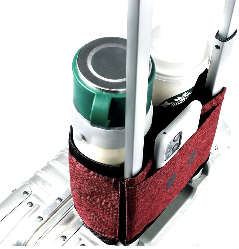 ALASKA ® Luggage Travel Cup, Water Bottle Holder, Drink Caddy. Holds Coffee Mugs and Tumblers Fits All Trolly Bags Handles with Built-in Pouch. A Must-Have Travel Essential. (Burgundy) - Image 2