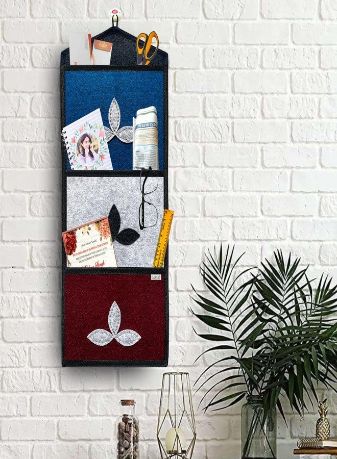 FREDDO Classic Wall Hanging Organiser with 3 Sturdy Pockets | Magazine, Letter, Newspaper & Kitchen Storage | Multi Colour | Pack of 1 - Image 1