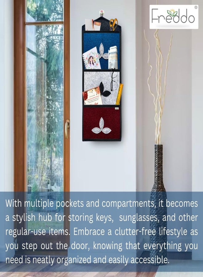 FREDDO Classic Wall Hanging Organiser with 3 Sturdy Pockets | Magazine, Letter, Newspaper & Kitchen Storage | Multi Colour | Pack of 1 - Image 4