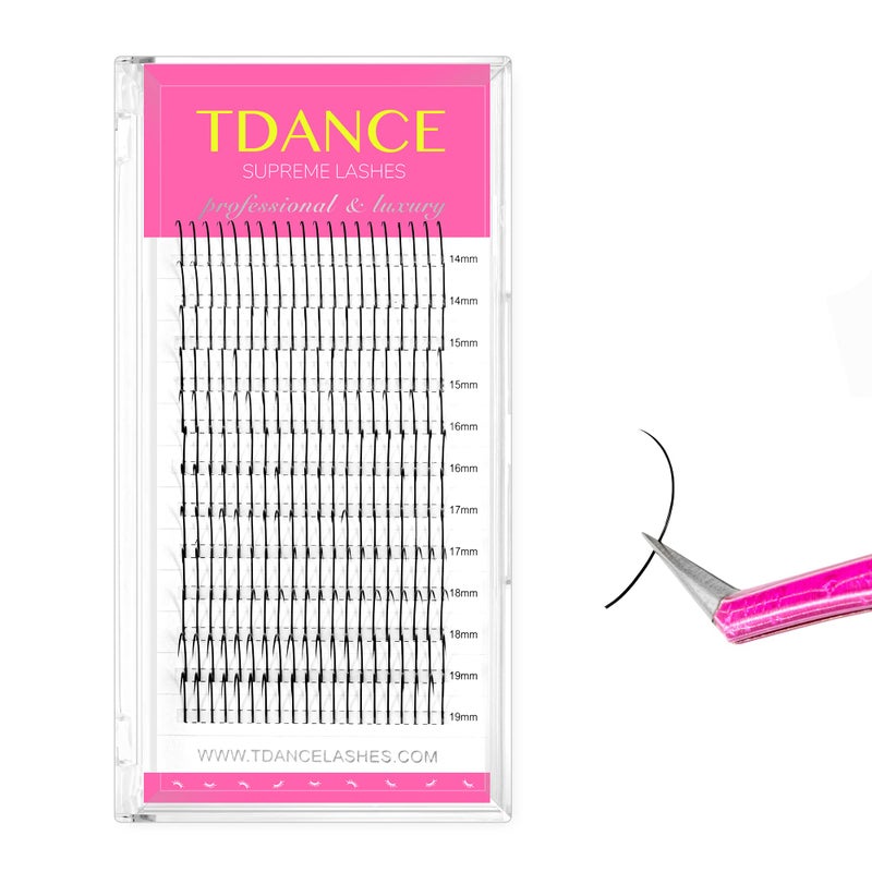 TDANCE Premade Spikes Eyelash Extension Supplies Thickness 007 C Curl Mix 1419mm Matte Black Eyelash Extensions Spikes FansSpikesC0071419mm