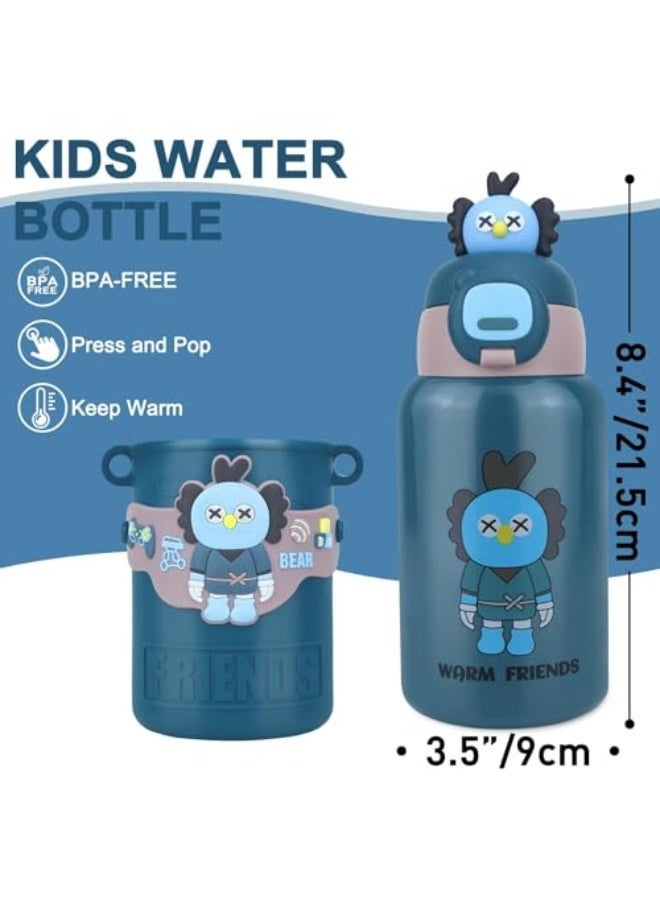 Twisoo 450ml Kids Stainless Steel Insulated Water Bottle – Cute Cartoon Thermos Flask, Leak-Proof Portable Vacuum Bottle for School, Travel & Outdoor - Image 2