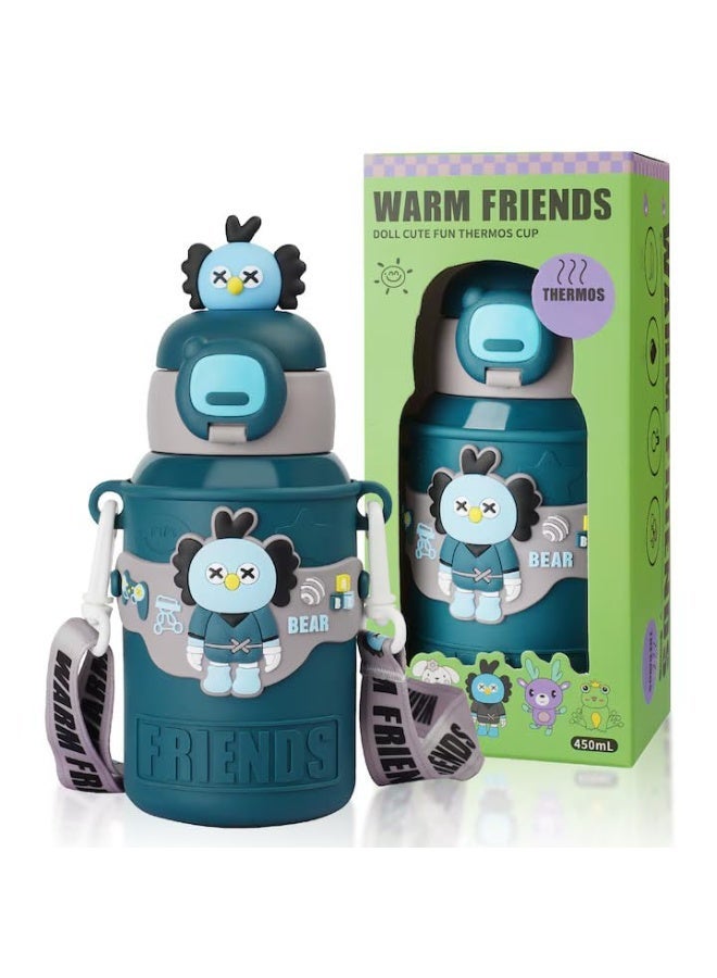 Twisoo 450ml Kids Stainless Steel Insulated Water Bottle – Cute Cartoon Thermos Flask, Leak-Proof Portable Vacuum Bottle for School, Travel & Outdoor - Image 1