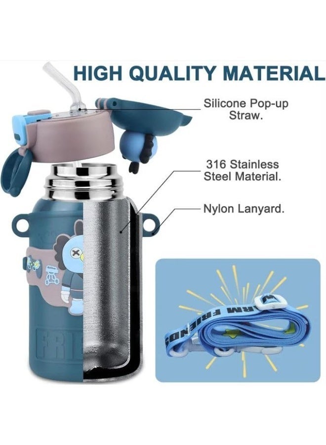 Twisoo 450ml Kids Stainless Steel Insulated Water Bottle – Cute Cartoon Thermos Flask, Leak-Proof Portable Vacuum Bottle for School, Travel & Outdoor - Image 4