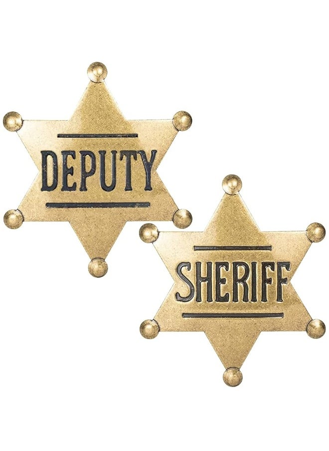 Finduat - 2 Pack Mental Western Sheriff Deputy Badge for Kids Adults Party Favors Supplies, School Carnival Prizes, Party Bag Gift Fillers - Image 1