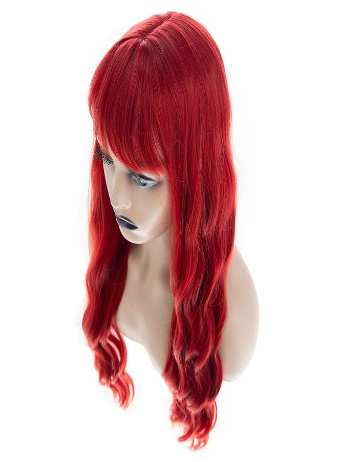 Dsimeig Long Wavy Red Wigs for Women Synthetic Halloween Cosplay Hair Wig with Bangs - Image 2