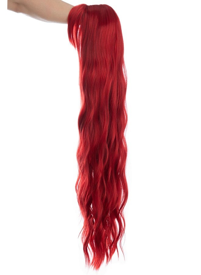 Dsimeig Long Wavy Red Wigs for Women Synthetic Halloween Cosplay Hair Wig with Bangs - Image 5