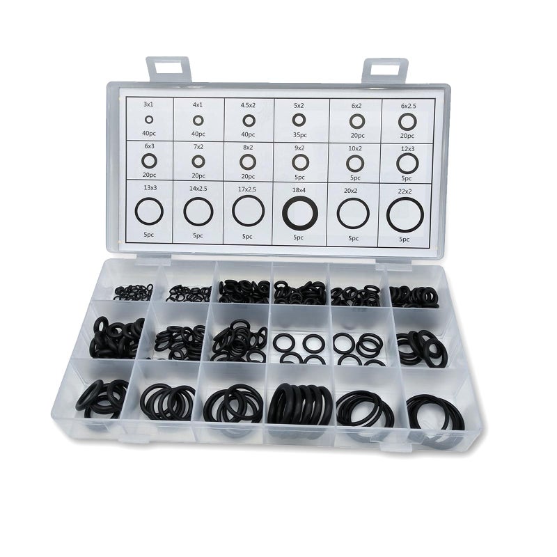Slykew 300 PCS Auto Sealing ORing 18 Sizes High Pressure High Temperature Resistant Nitrile Rubber Ring Repair Kit Air Conditioning Compressor Gasket Classification Set Universal for Cars Black